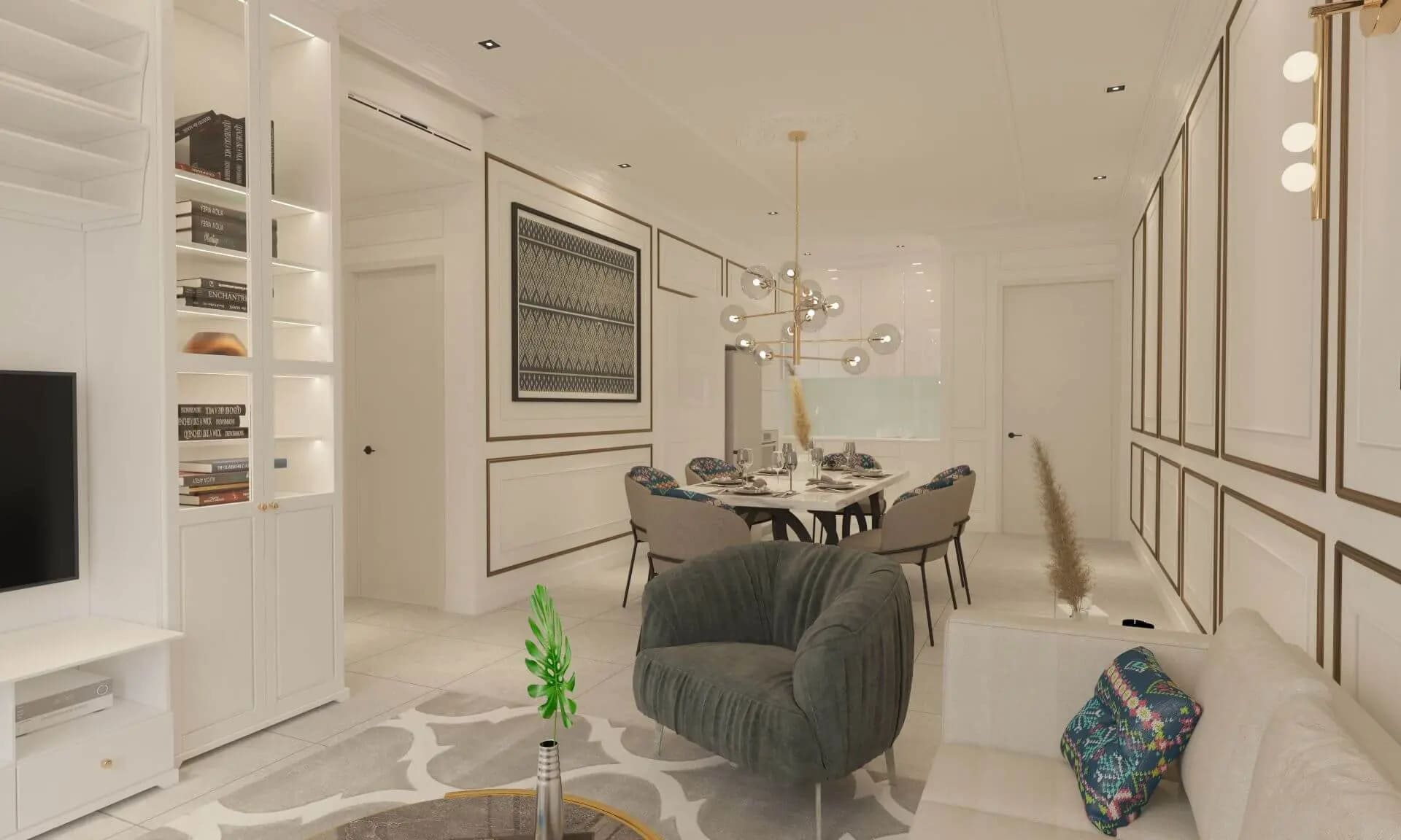 Không gian phòng khách căn hộ The Westique Residences hiện đại thoáng đãng