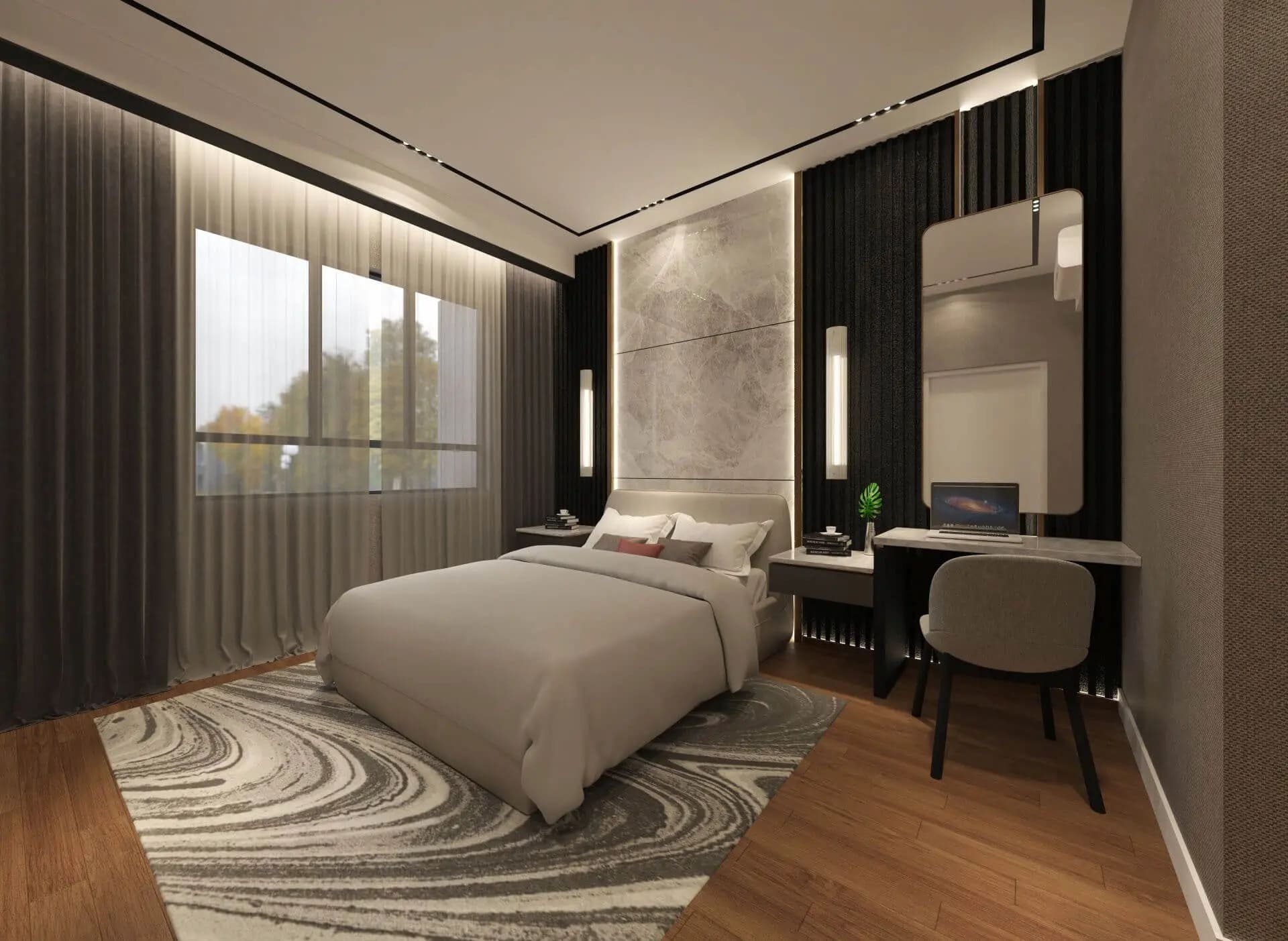Thiết kế nội thất phòng ngủ master sang trọng tinh tế tại căn hộ The Westique Residences
