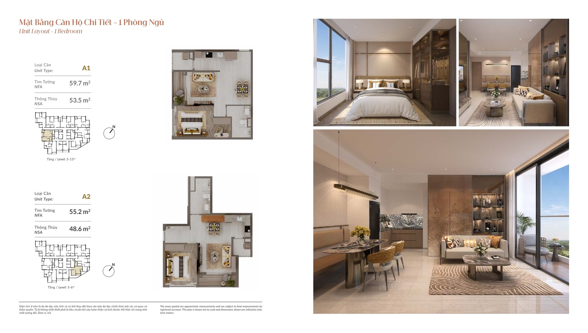 Mặt bằng layout căn hộ 1 phòng ngủ The Westique